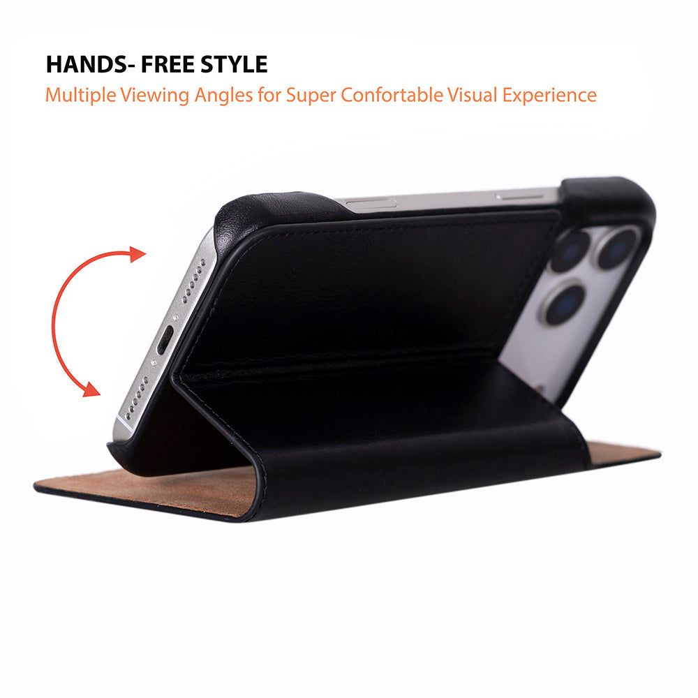 Sonat Leather iPhone 17 Pro Max Folio Case - LuggageDesigners