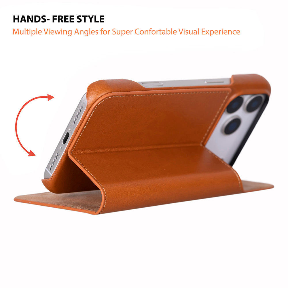 Sonat Leather iPhone 17 Pro Max Folio Case - LuggageDesigners