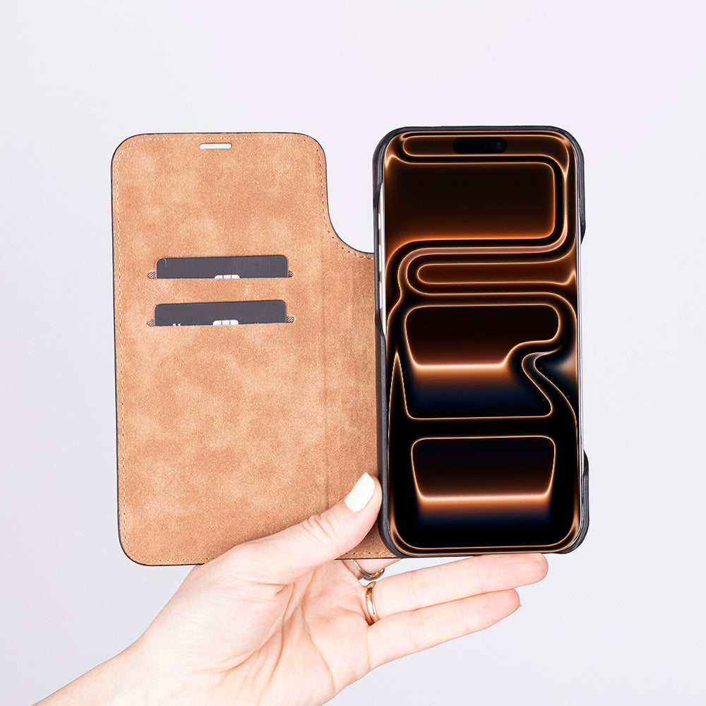 Sonat Leather iPhone 17 Pro Max Folio Case - LuggageDesigners