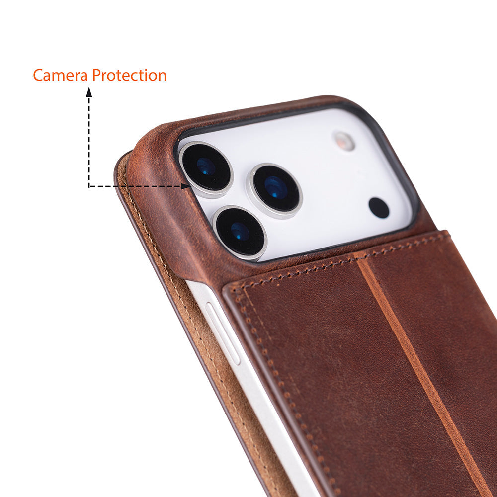 Sonat Leather iPhone 17 Pro Folio Case - LuggageDesigners