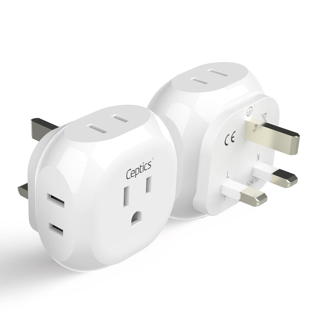 UK, Ireland Travel Plug Adapter - 4 in 1 - Ultra Compact - Light Weight (PT-7) Ceptics
