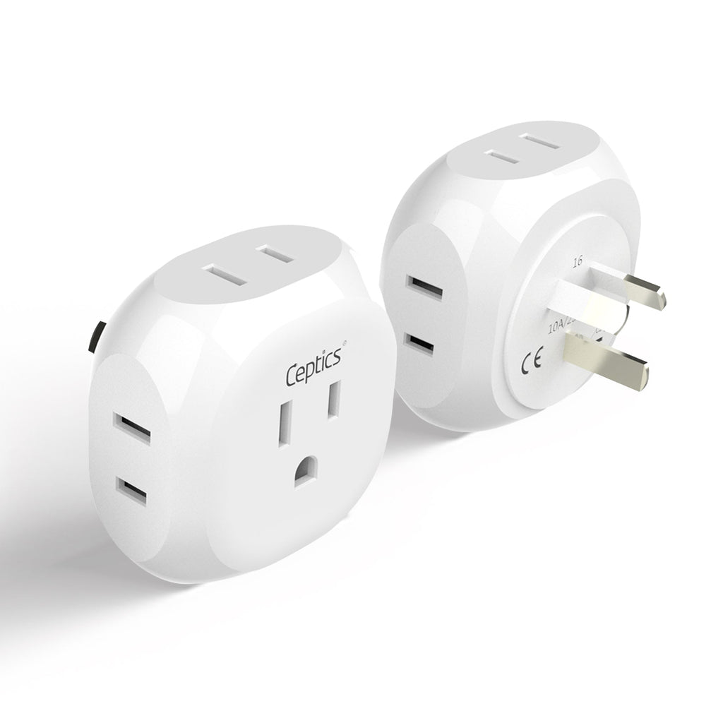 Australia, New Zealand, China Travel Plug Adapter - 4 in 1 - Ultra Compact - Light Weight (PT-16) Ceptics