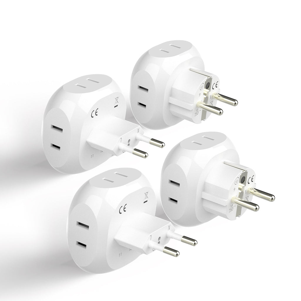 European Travel Adapter Set- 4 in 1 - Ultra Compact - Light Weight (PT-9-9C-4PK) Ceptics