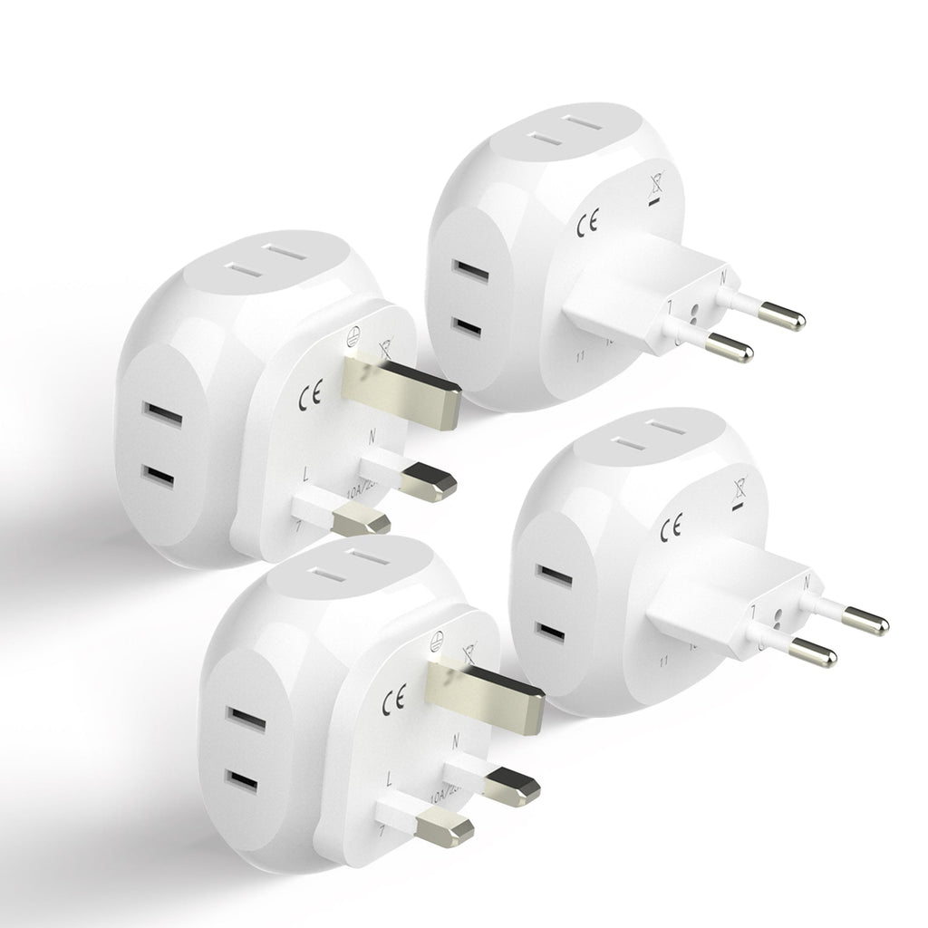 Europe Travel Adapter Set- 4 in 1 - Ultra Compact - Light Weight (PT-9C-7-4PK) Ceptics