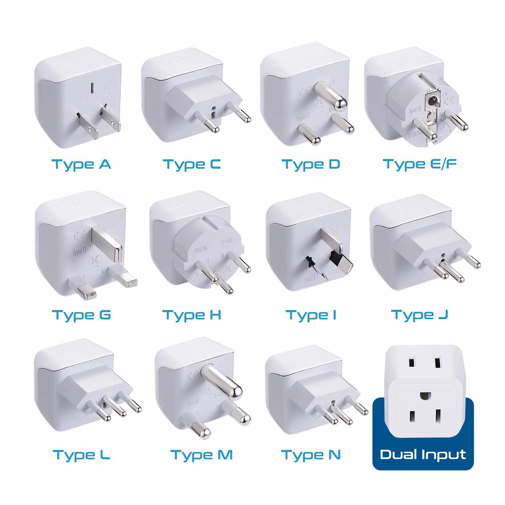 International Travel Adapter Plug Set - 11 pcs 2 in 1 Compact (CT-11PK) Ceptics