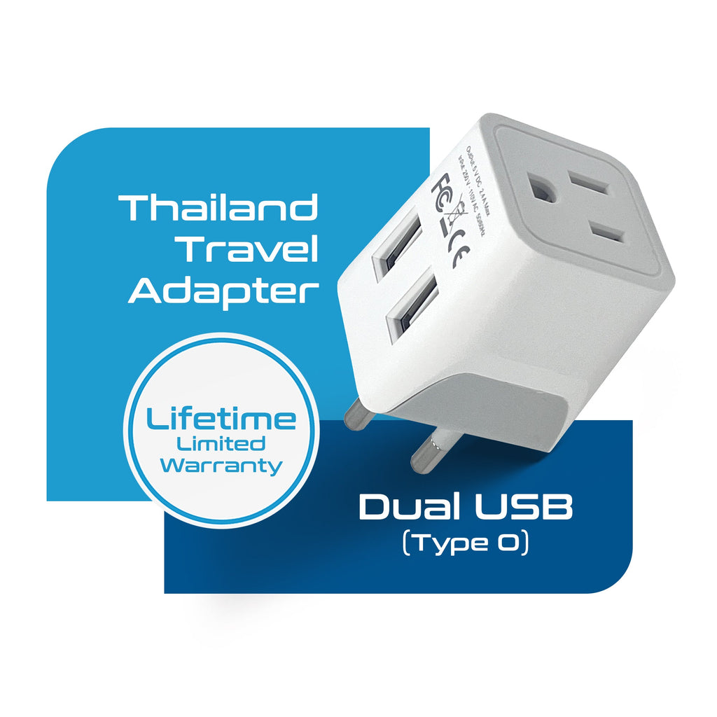 Thailand Travel Adapter - Type O - Dual USB (CTU-18) Ceptics