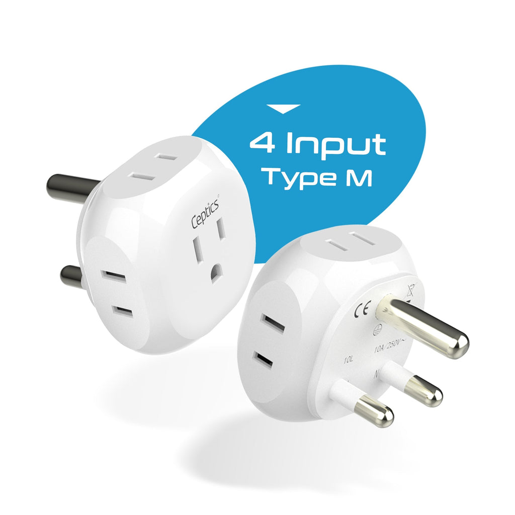 South Africa Travel Plug Adapter - 4 in 1 - Ultra Compact - Light Weight (PT-10L) Ceptics