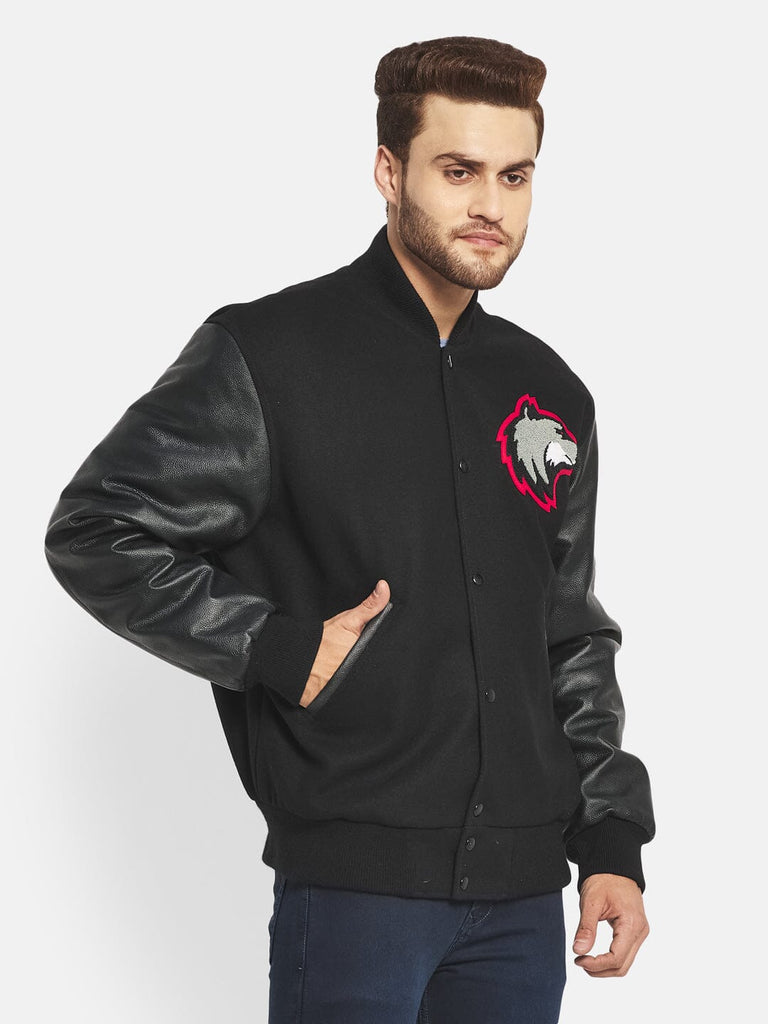 Black Wolf Varsity Jacket Classy Leather Bags