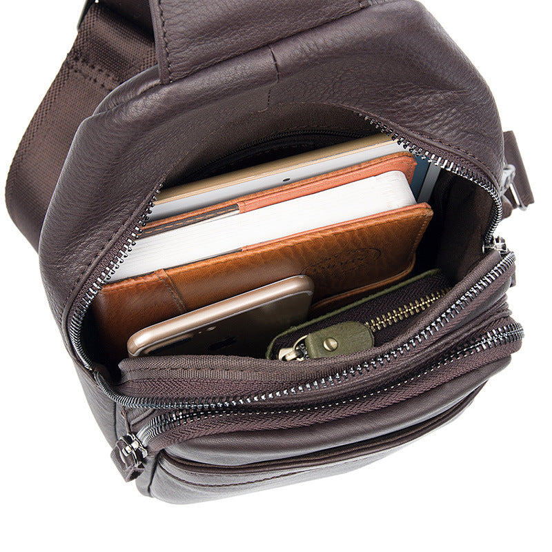 Men Leather Chest Pack Full Grain Leather Sling Bag Stylish Shoulder Bag JMD4013 RockCow Leather Studio