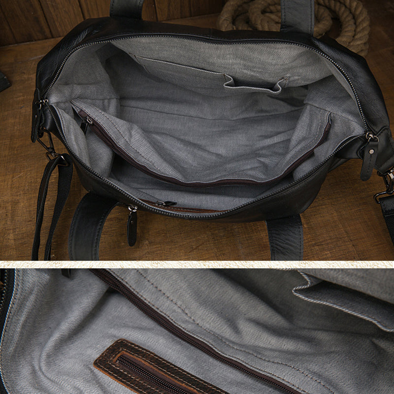 Men’s Large Leather Travel Bag, Genuine Leather Overnight Duffel with Shoulder Strap, Fits 16 Inch Laptop RockCow Leather Studio