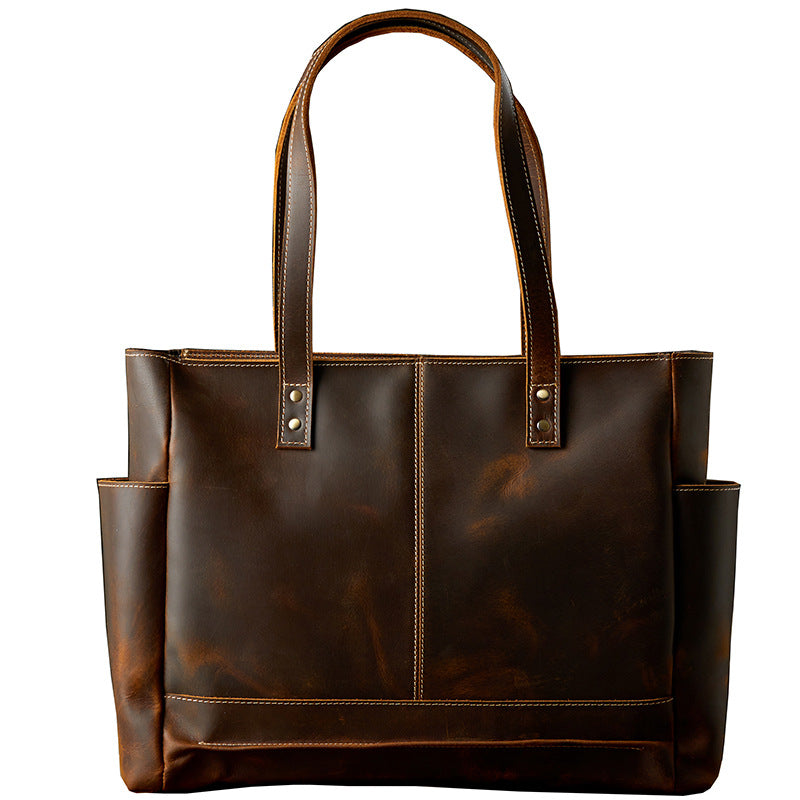 Men's 17" Leather Laptop Messenger Bag, Leather Messenger Bag for Men, Full Grain Leather Crossbody Bag RockCow Leather Studio