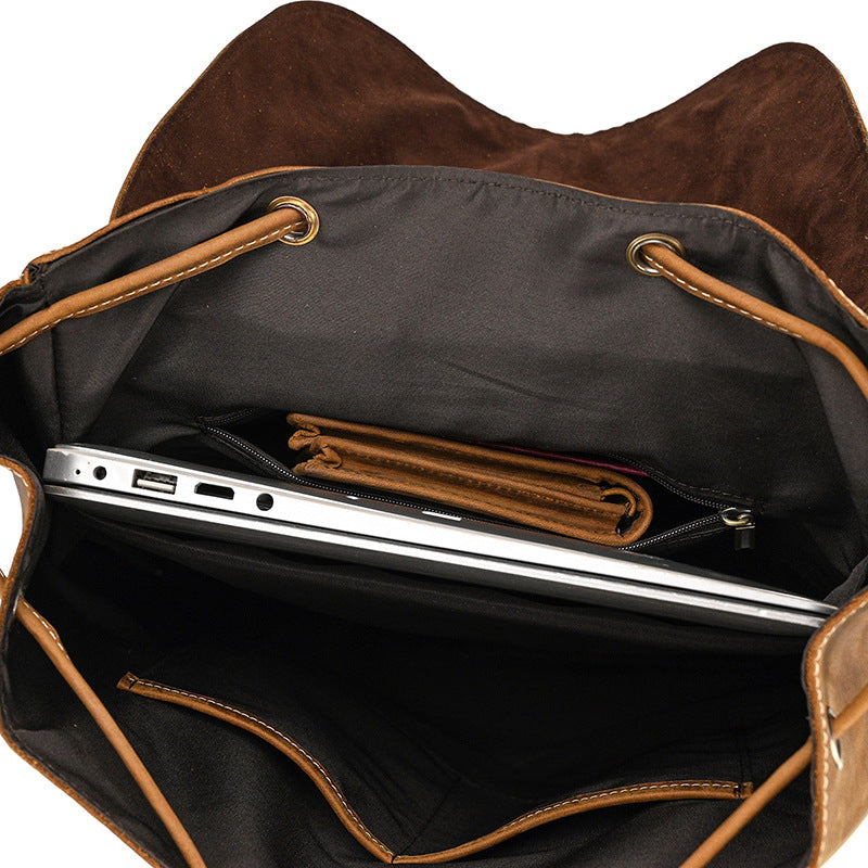 Mens Leather Backpack 15 Inch Leather Laptop Backpack Retro Travel Backpack For Mens School Backpack RockCow Leather Studio
