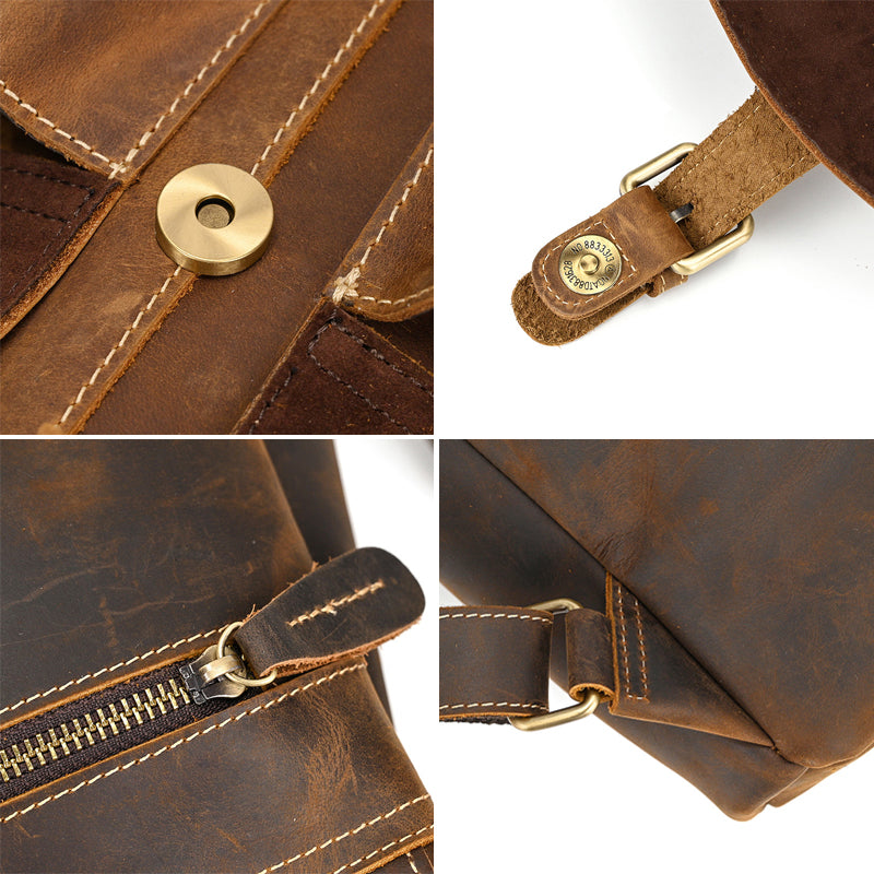 Mens Leather Backpack 15 Inch Leather Laptop Backpack Retro Travel Backpack For Mens School Backpack RockCow Leather Studio