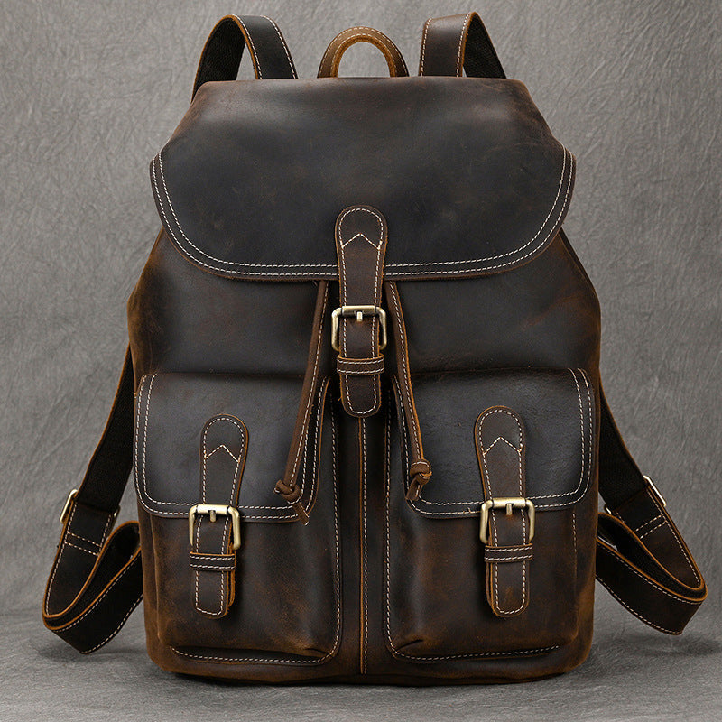 Mens Leather Backpack 15 Inch Leather Laptop Backpack Retro Travel Backpack For Mens School Backpack RockCow Leather Studio