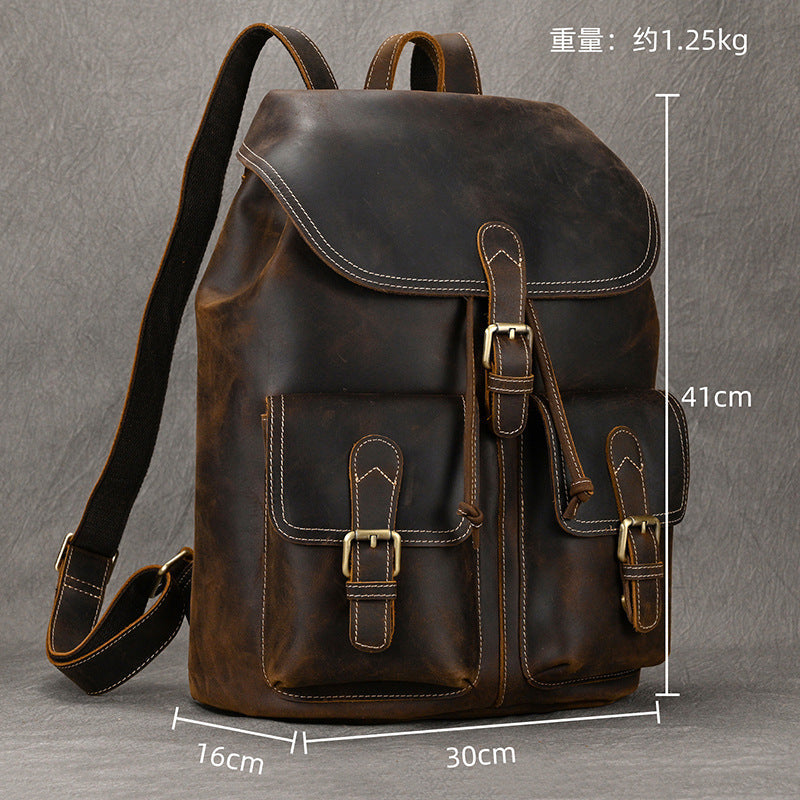 Mens Leather Backpack 15 Inch Leather Laptop Backpack Retro Travel Backpack For Mens School Backpack RockCow Leather Studio