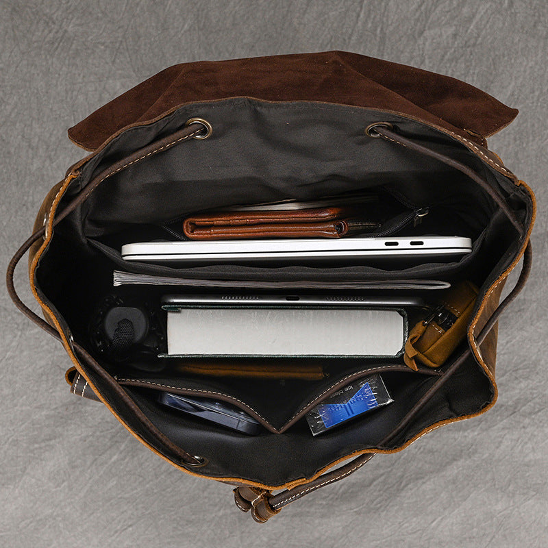 Mens Leather Backpack 15 Inch Leather Laptop Backpack Retro Travel Backpack For Mens School Backpack RockCow Leather Studio