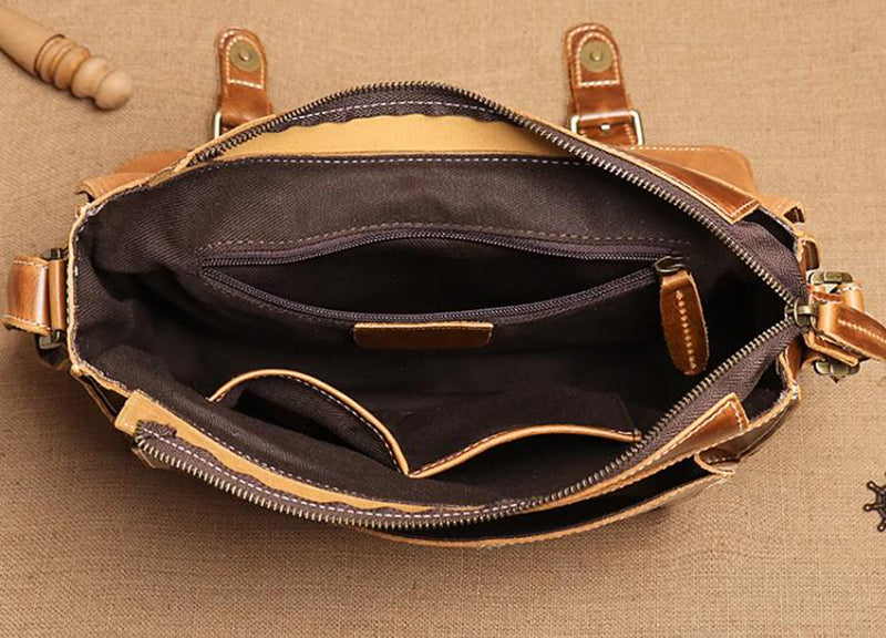 Mens Leather Messenger Bag Full Grain Leather Distressed Leather Crossbody Bag Mens Work Briefcase Handmade Shoulder Bag RockCow Leather Studio