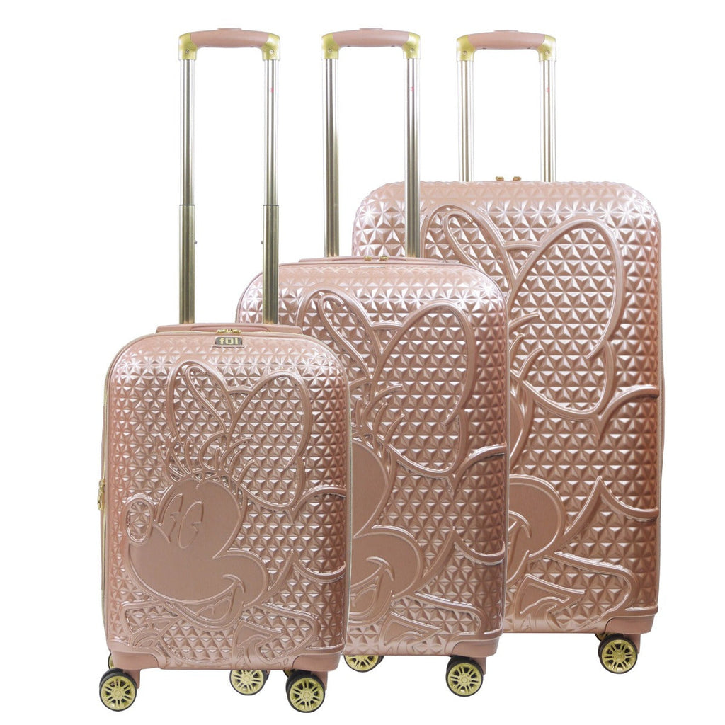Disney Minnie Mouse Rolling Luggage 3 Piece Set Rose Gold Ful Luggage