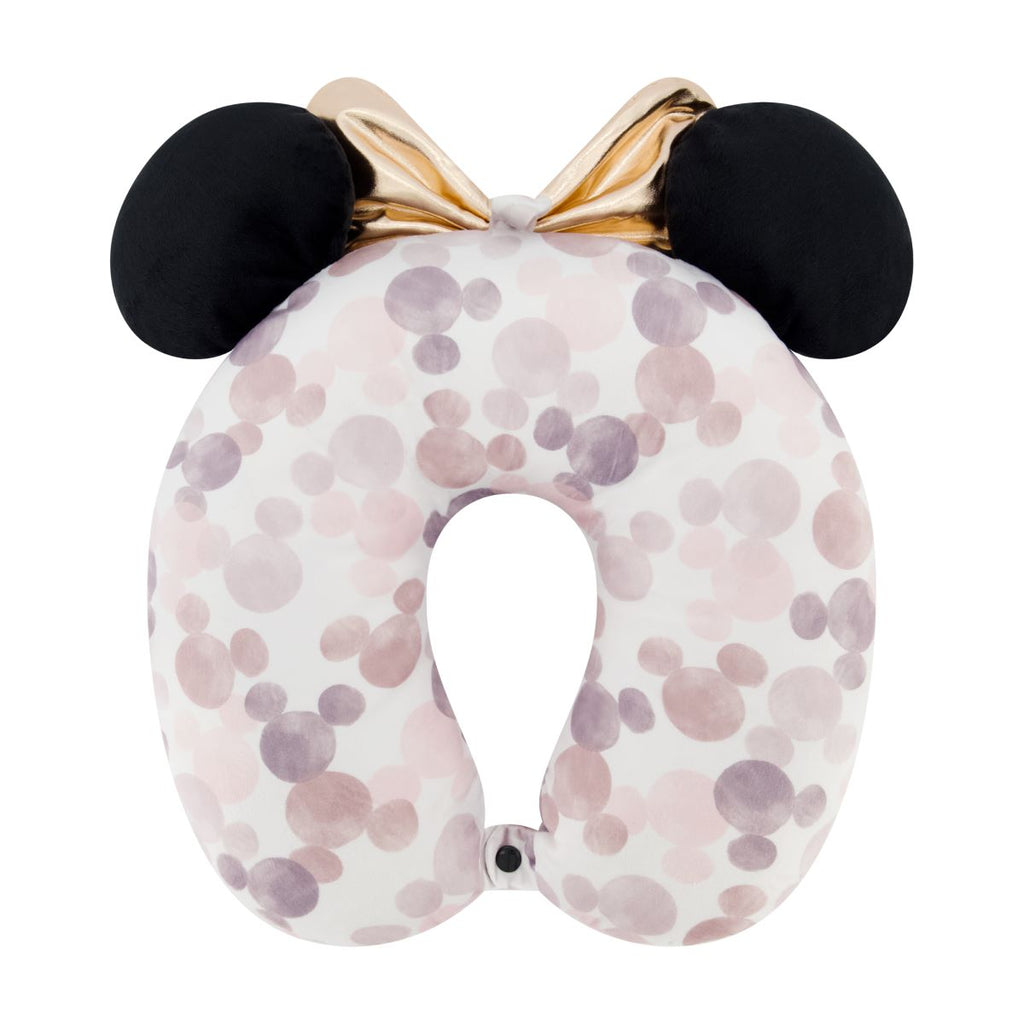 Disney Minnie Mouse Water Print 3D Ears & Bow Travel Pillow Ful Luggage
