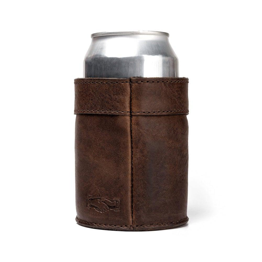 Campaign Leather Can Koozie Mission Mercantile Leather Goods