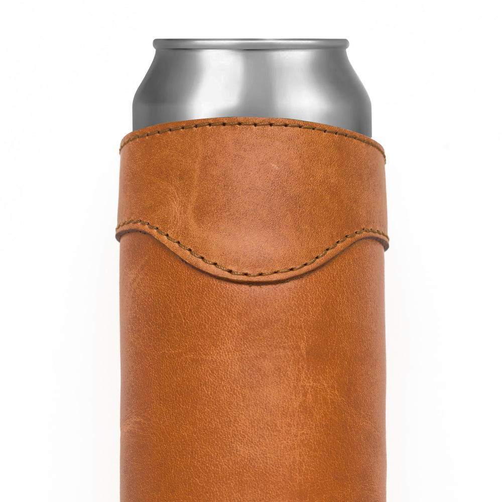 Campaign Leather Slim Can Koozie Mission Mercantile Leather Goods