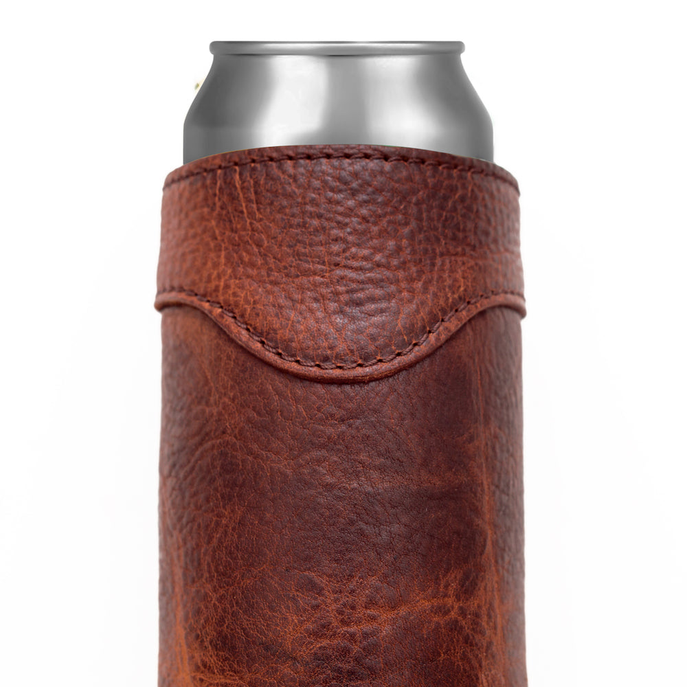 Campaign Leather Slim Can Koozie Mission Mercantile Leather Goods