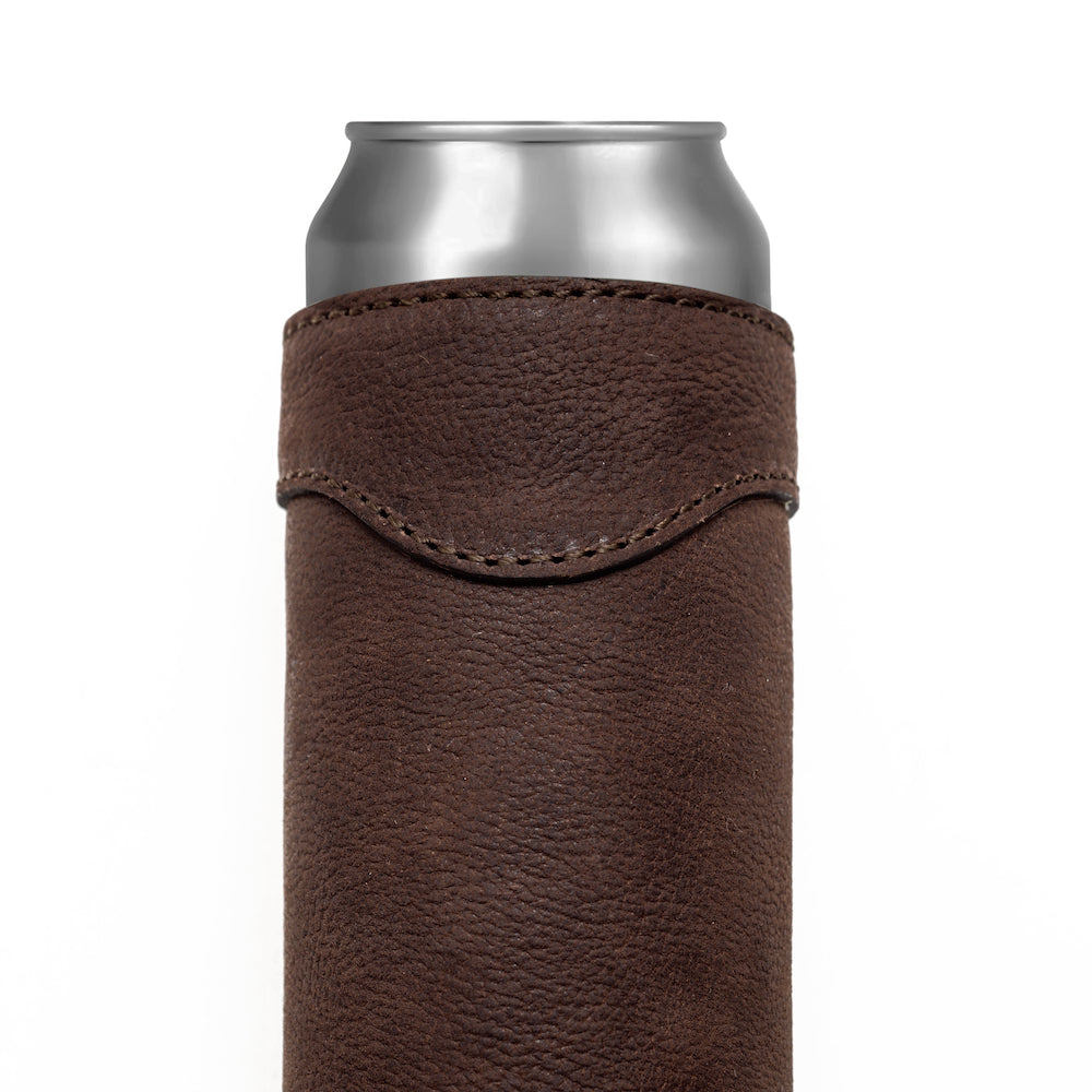 Campaign Leather Slim Can Koozie Mission Mercantile Leather Goods