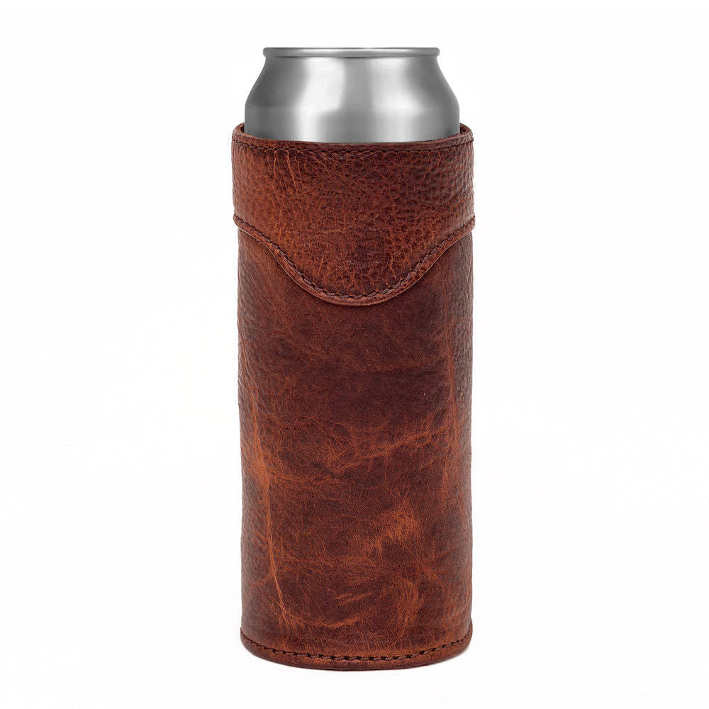 Campaign Leather Slim Can Koozie Mission Mercantile Leather Goods