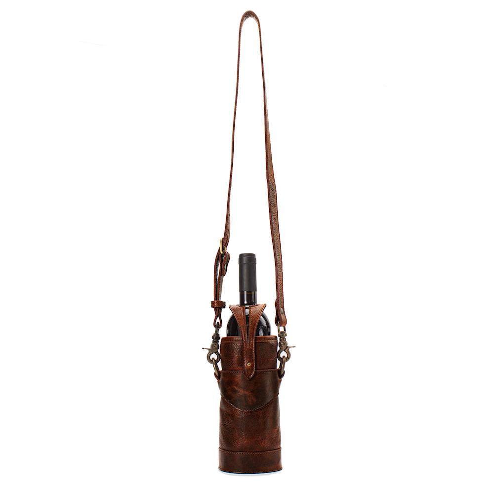 Campaign Leather Wine Tote Carrier Mission Mercantile Leather Goods