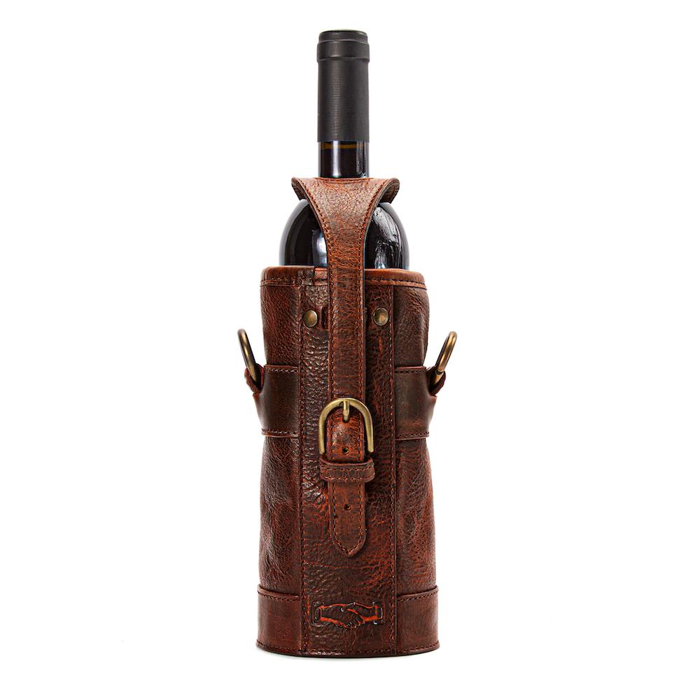 Campaign Leather Wine Tote Carrier Mission Mercantile Leather Goods
