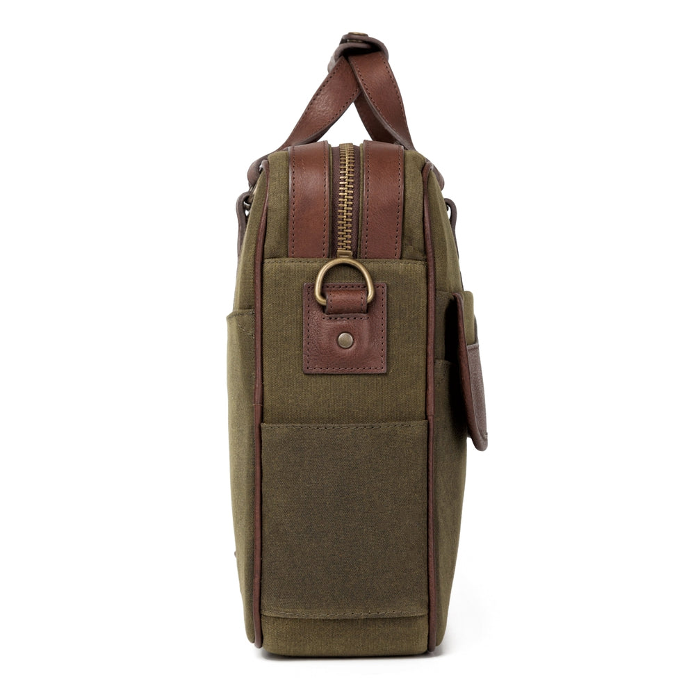 Campaign Waxed Canvas Briefcase Mission Mercantile Leather Goods