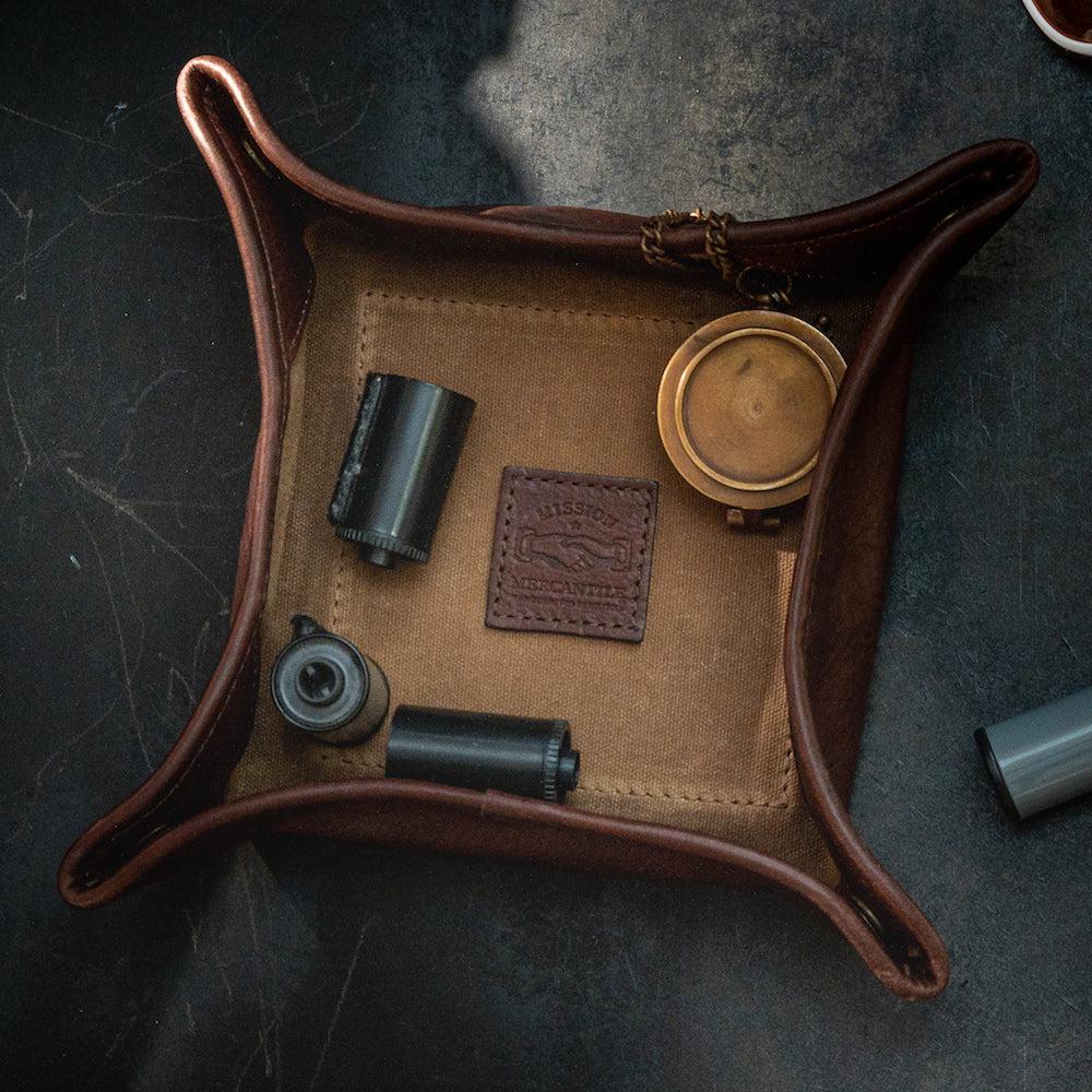 Campaign Waxed Canvas Desk Caddy Mission Mercantile Leather Goods