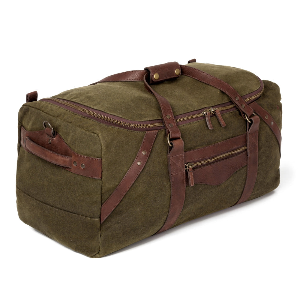 Campaign Waxed Canvas Large Duffle Bag Mission Mercantile Leather Goods