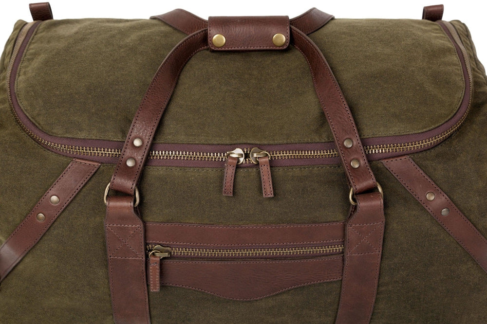 Campaign Waxed Canvas Large Duffle Bag Mission Mercantile Leather Goods