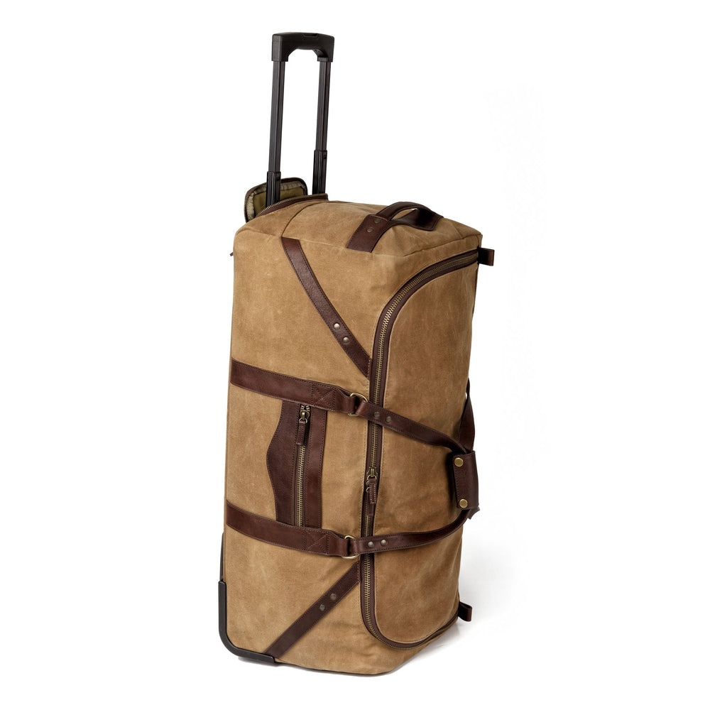 Campaign Waxed Canvas Large Wheeled Duffle Bag Mission Mercantile Leather Goods