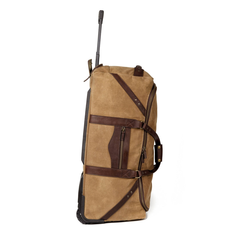 Campaign Waxed Canvas Large Wheeled Duffle Bag Mission Mercantile Leather Goods