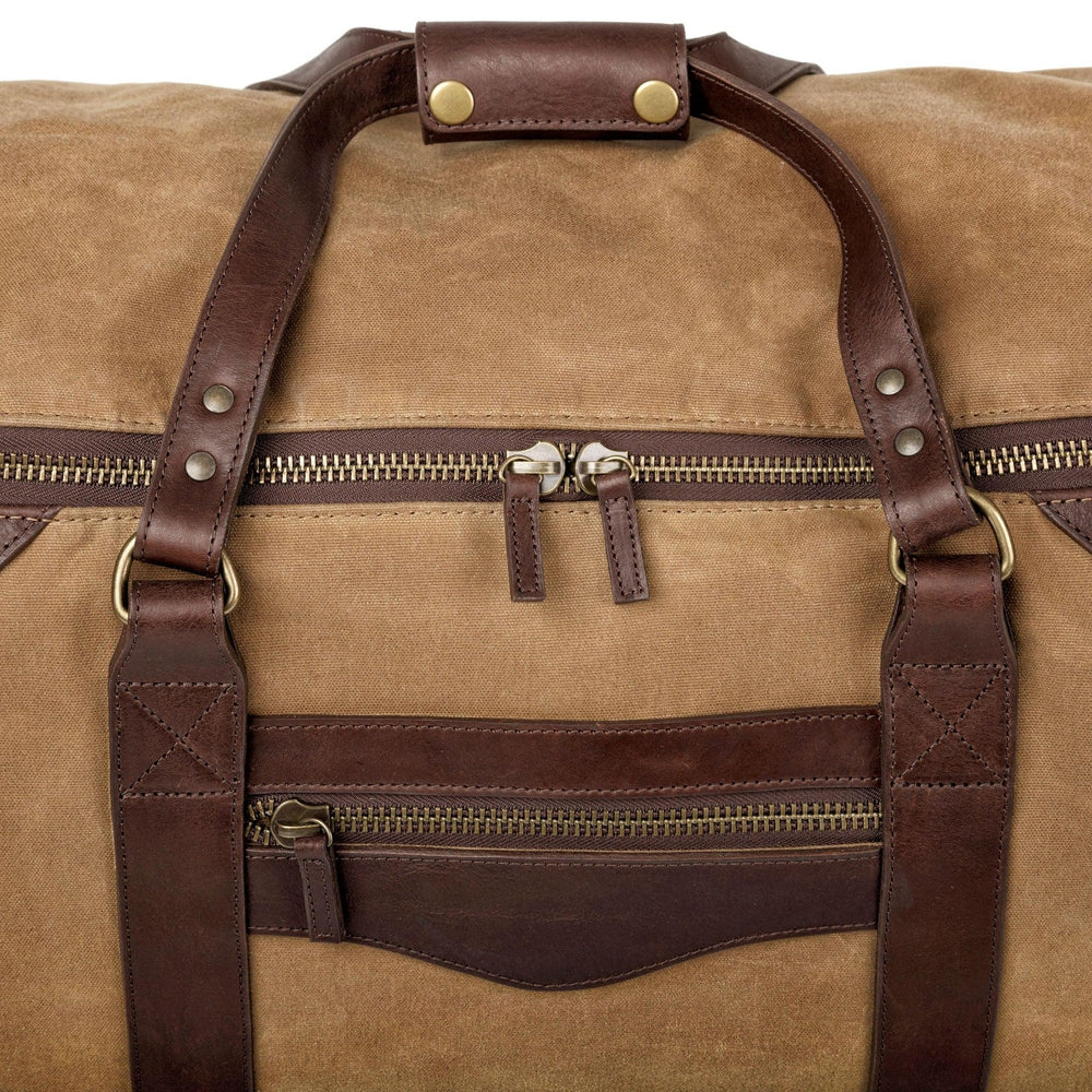 Campaign Waxed Canvas Large Wheeled Duffle Bag Mission Mercantile Leather Goods
