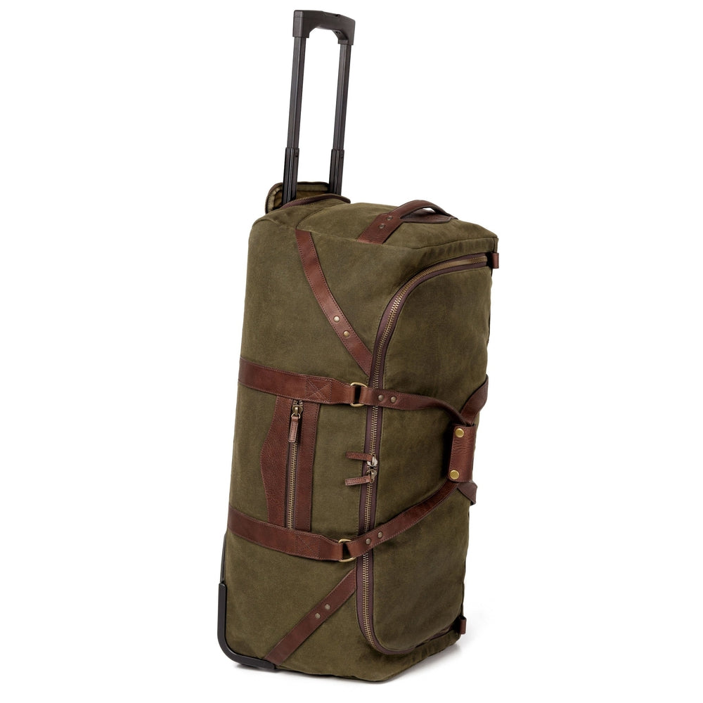 Campaign Waxed Canvas Large Wheeled Duffle Bag Mission Mercantile Leather Goods