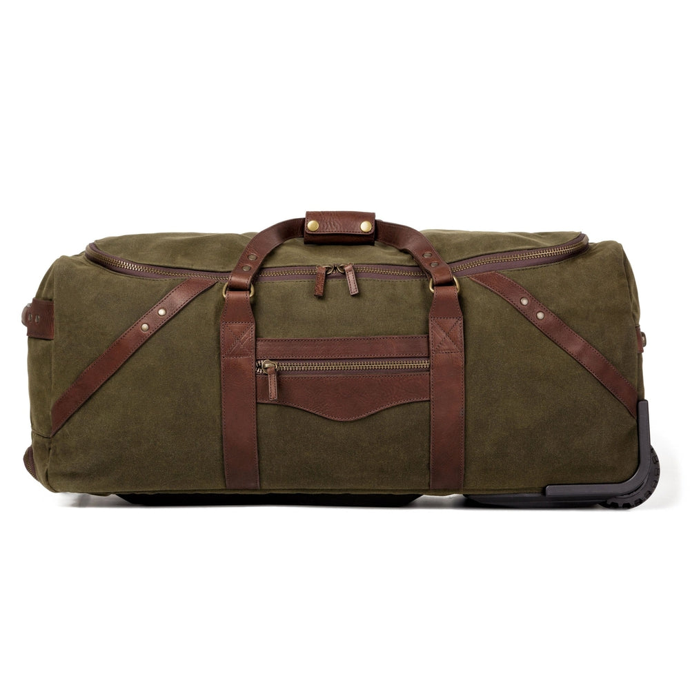 Campaign Waxed Canvas Large Wheeled Duffle Bag Mission Mercantile Leather Goods