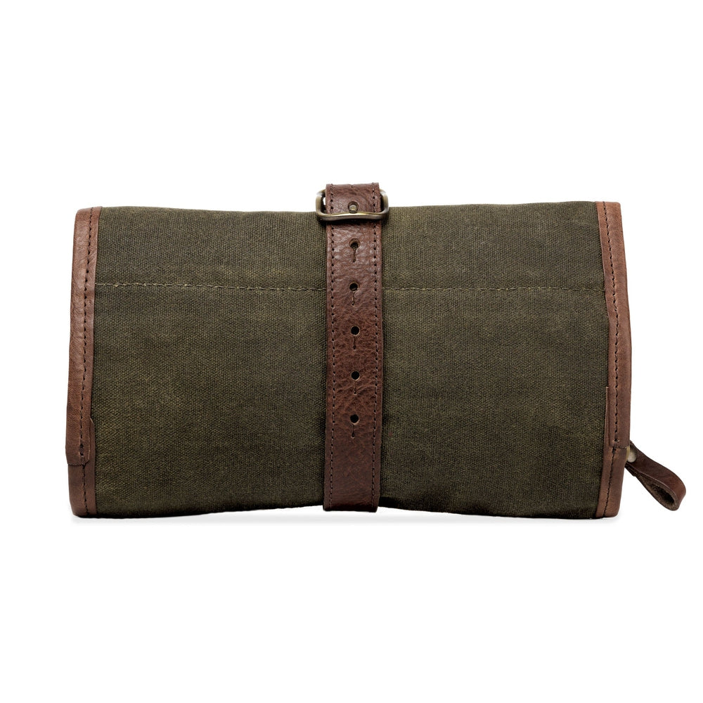 Campaign Waxed Canvas Roll-Up Toiletry Shave Kit Mission Mercantile Leather Goods