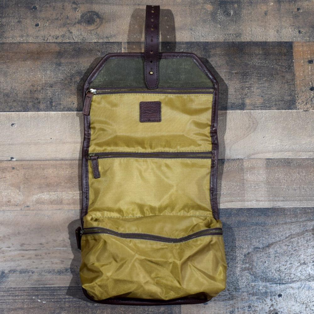 Campaign Waxed Canvas Roll-Up Toiletry Shave Kit Mission Mercantile Leather Goods