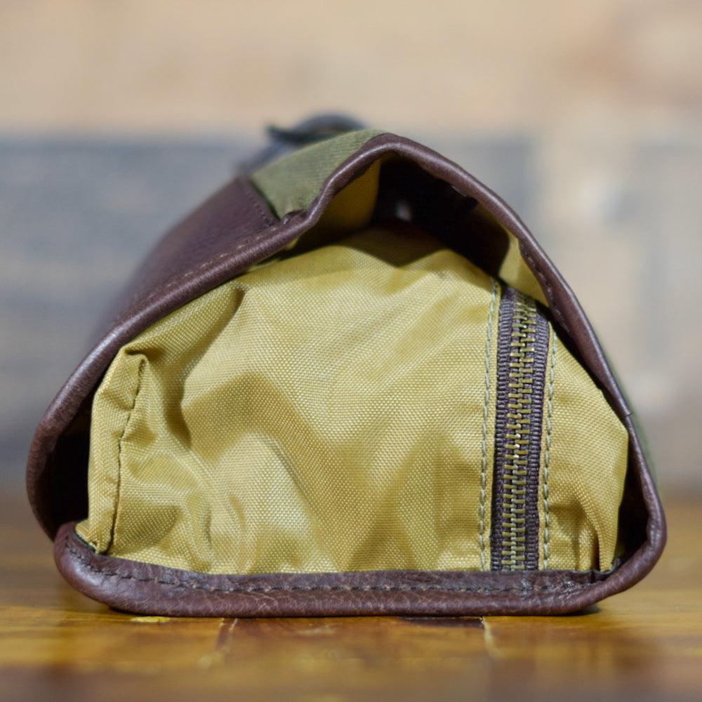 Campaign Waxed Canvas Roll-Up Toiletry Shave Kit Mission Mercantile Leather Goods