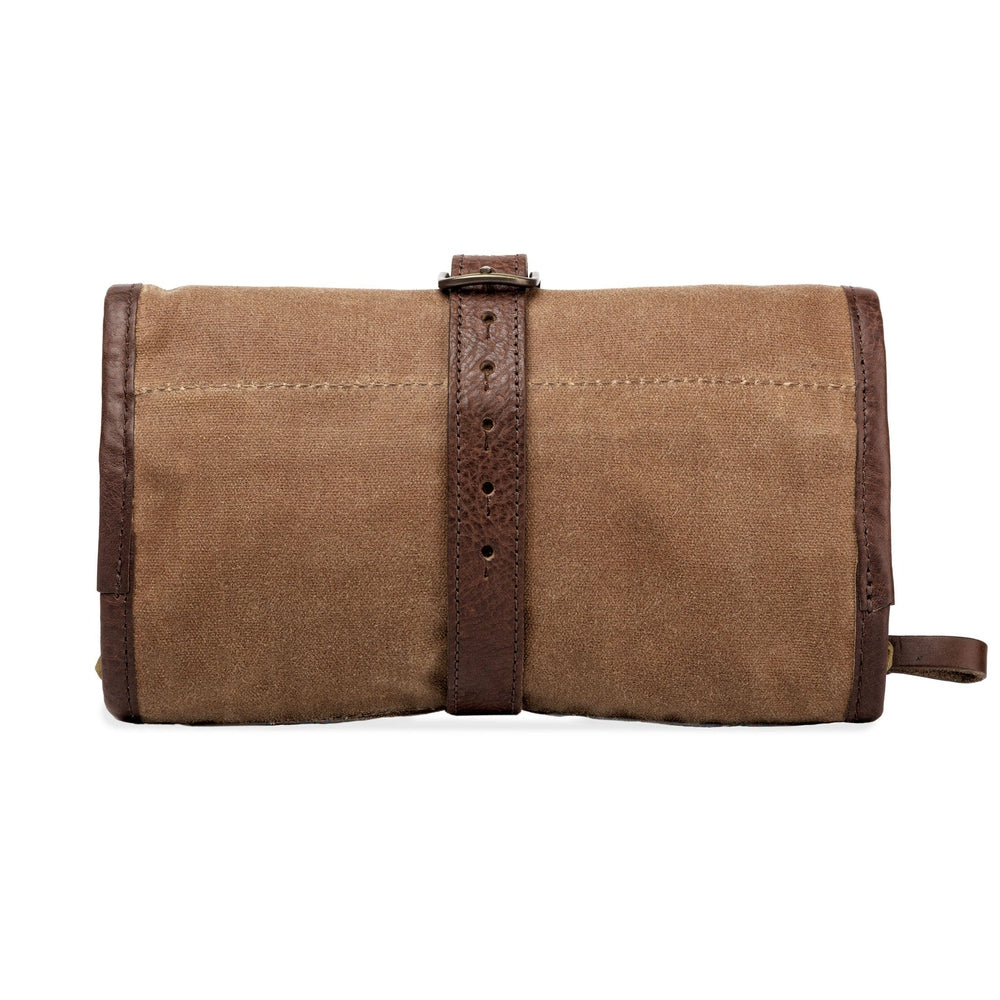 Campaign Waxed Canvas Roll-Up Toiletry Shave Kit Mission Mercantile Leather Goods
