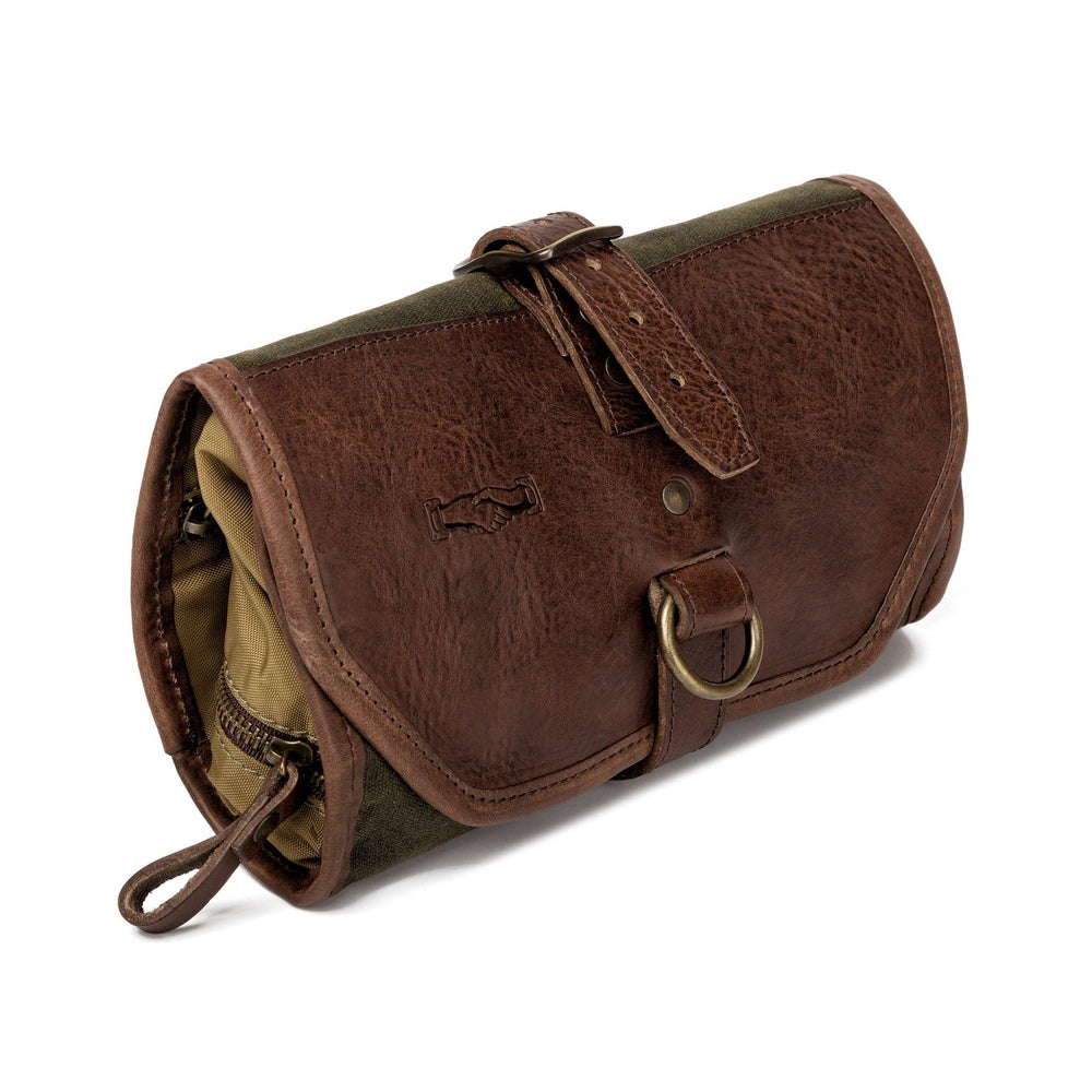 Campaign Waxed Canvas Roll-Up Toiletry Shave Kit Mission Mercantile Leather Goods