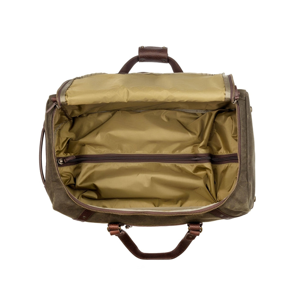 Campaign Waxed Canvas Wheeled Carry-On Duffle Bag Mission Mercantile Leather Goods
