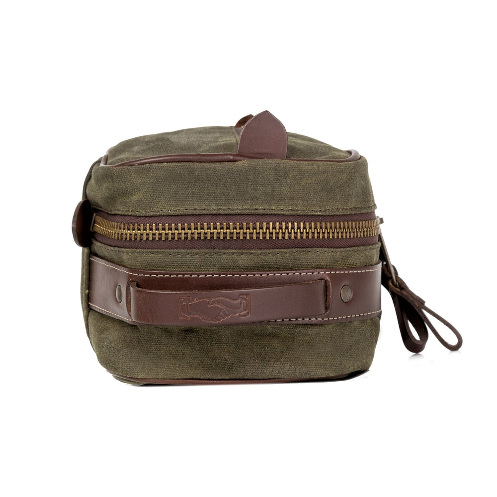 Campaign Waxed Canvas Toiletry Square Shave Kit Mission Mercantile Leather Goods