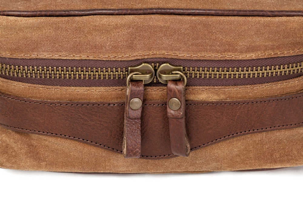 Campaign Waxed Canvas Toiletry Square Shave Kit Mission Mercantile Leather Goods