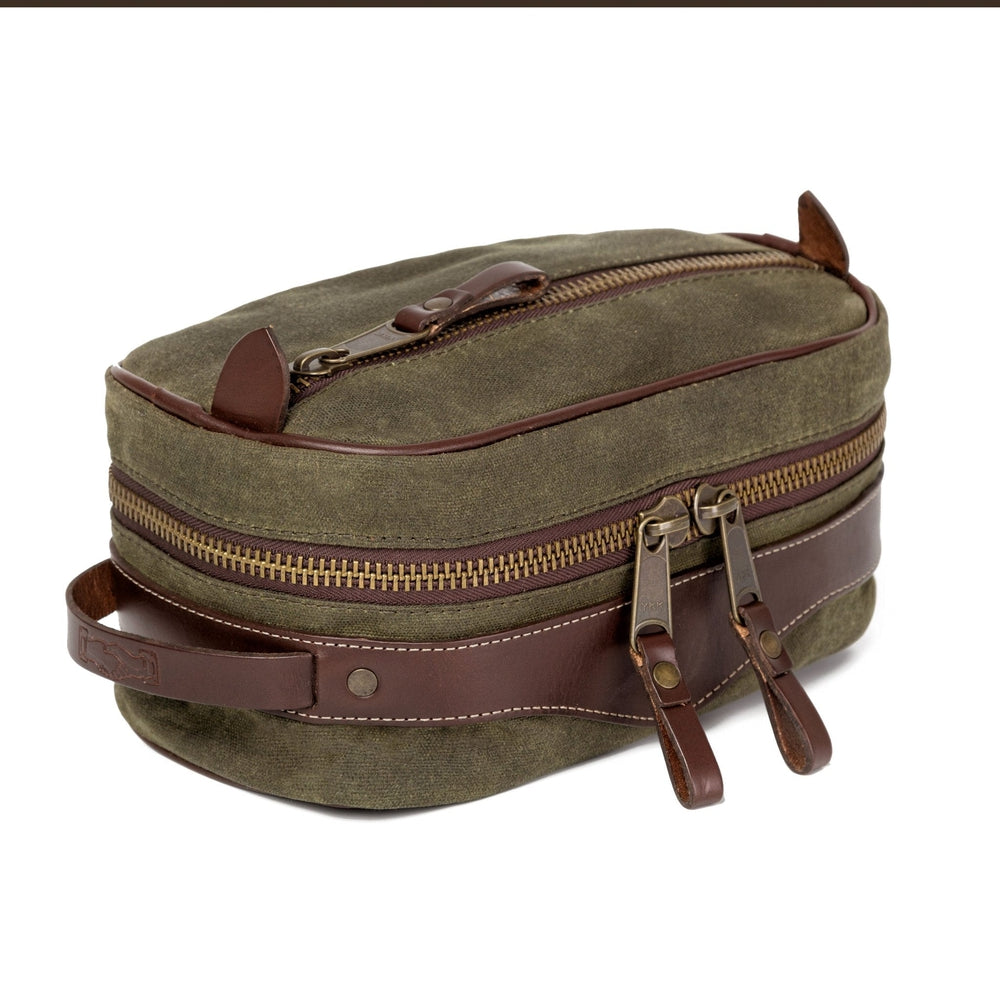 Campaign Waxed Canvas Toiletry Square Shave Kit Mission Mercantile Leather Goods