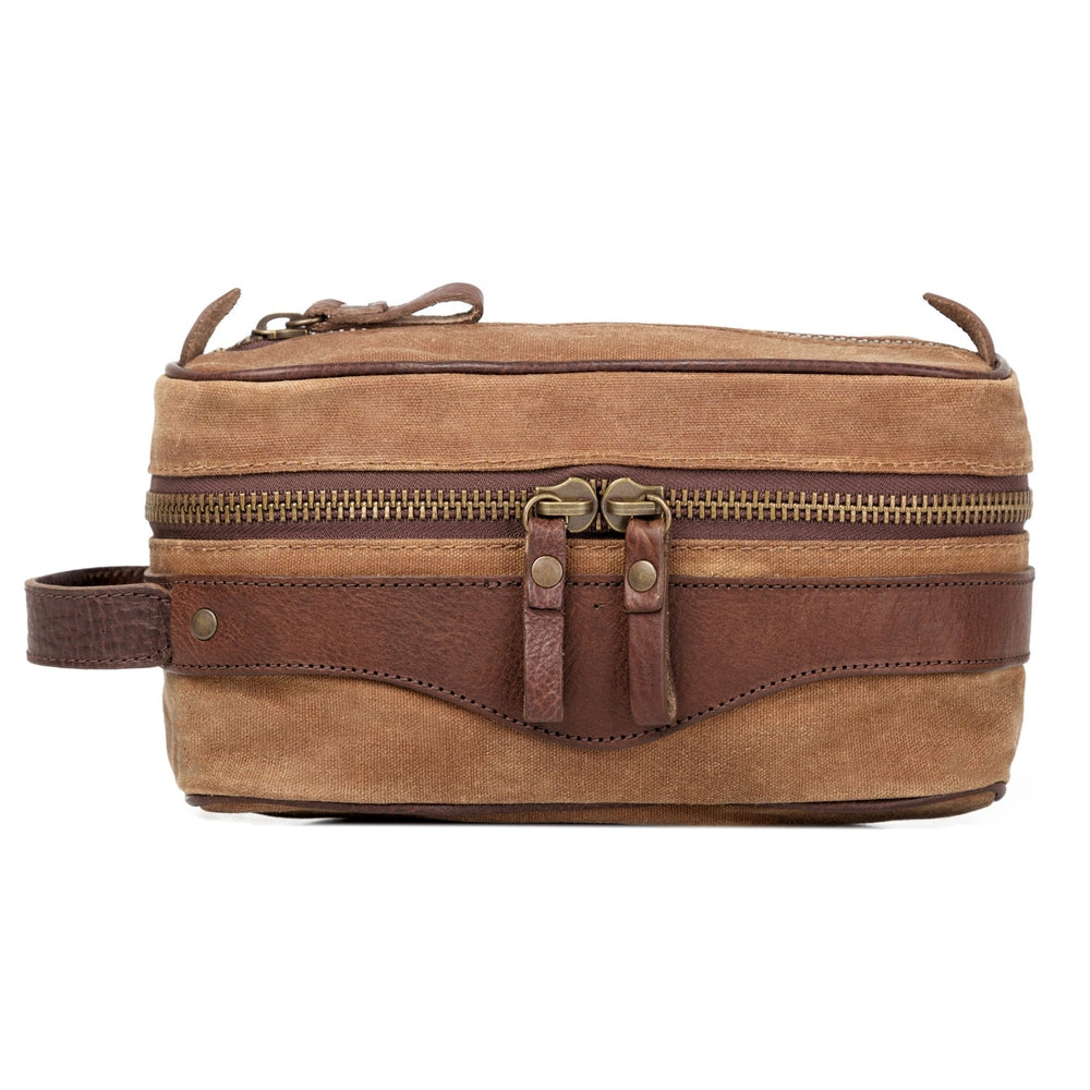 Campaign Waxed Canvas Toiletry Square Shave Kit Mission Mercantile Leather Goods