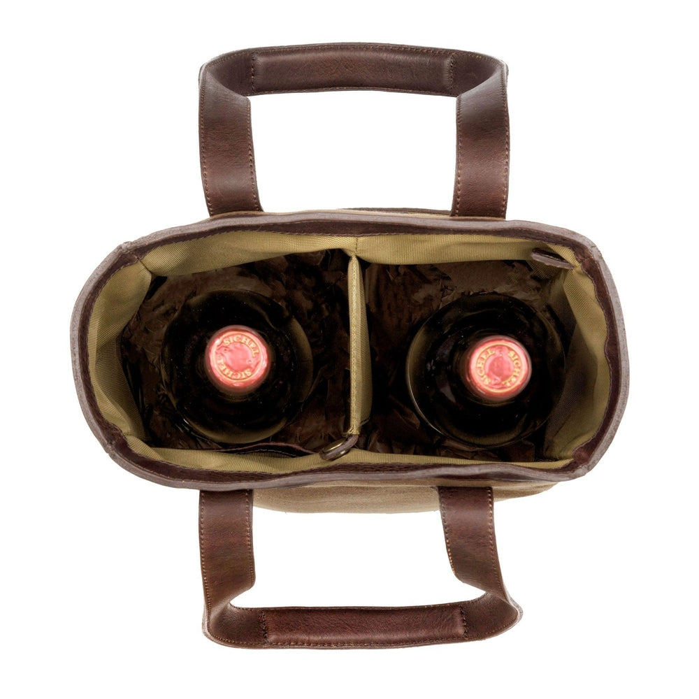 Campaign Waxed Canvas Two Bottle Wine Tote Mission Mercantile Leather Goods